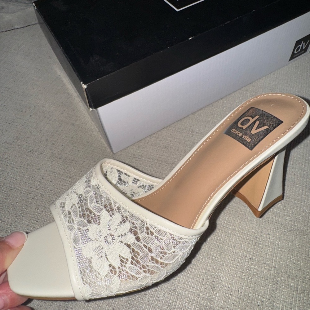 Dolce Vita Ivory Lace Mules
